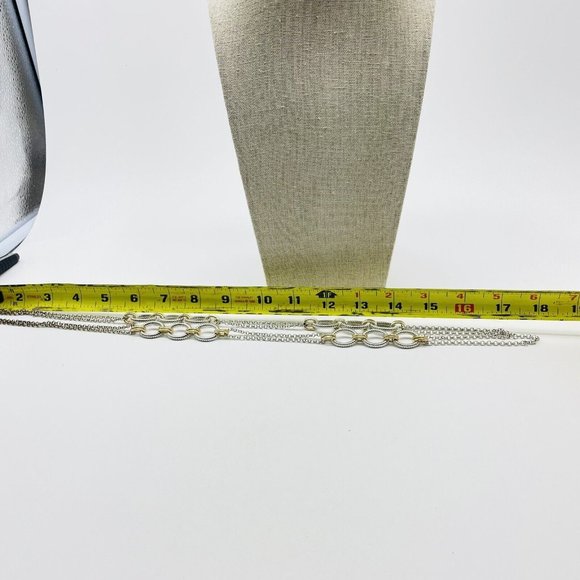 Oval Link and Chain Necklace Mixed Metal Tones Gold Silver Classic Career LARP - Picture 7 of 7